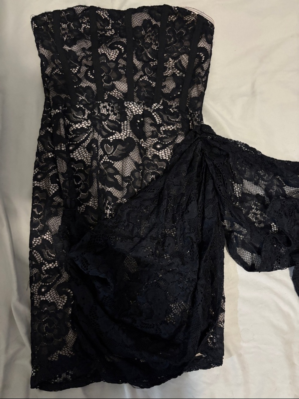 Fashion Nova Black Lace Off-Shoulder Mini Dress